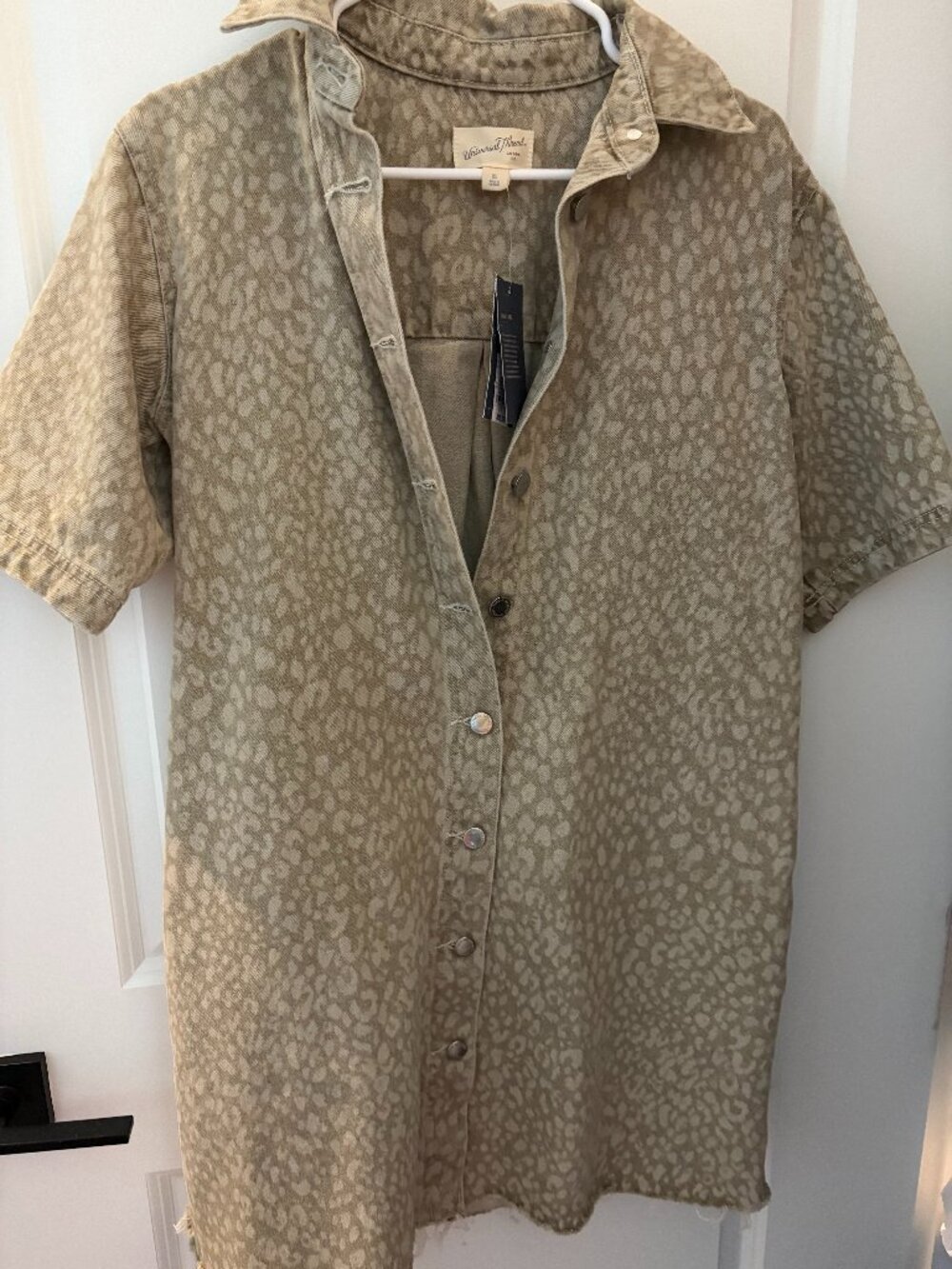 Universal Thread Leopard Print Denim Mini Dress Tan - NWT